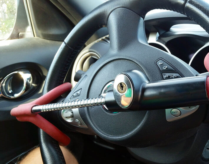 Steering wheel lock preventing car theft