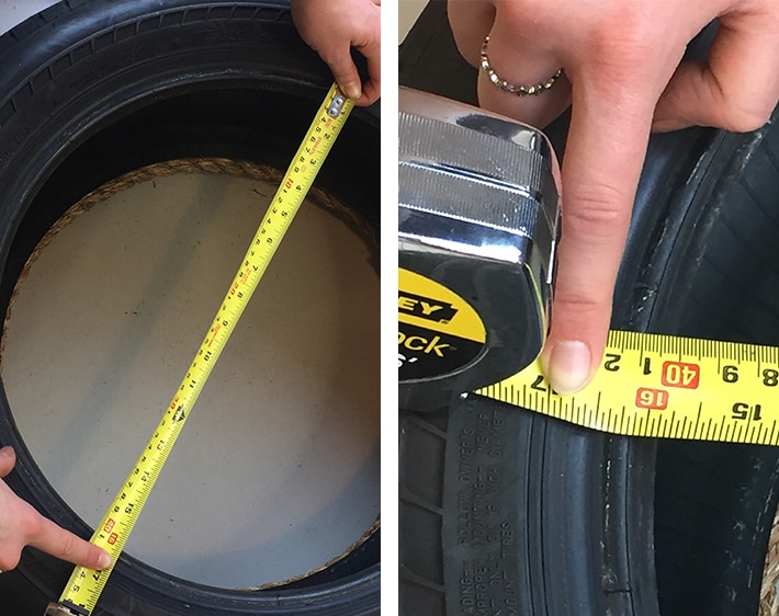 Measuring the width of an old tire