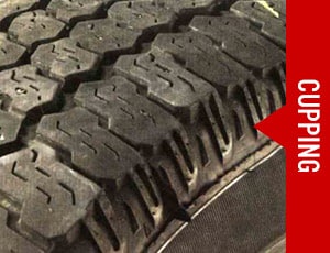 Tire cupping tire wear pattern
