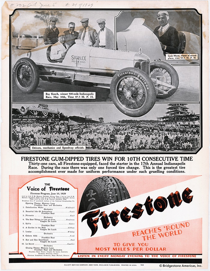 Original Firestone advertisement for gum-dipped tires