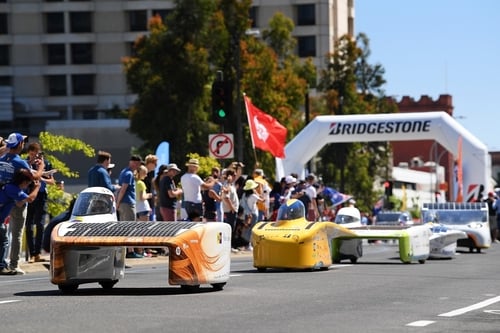 Solar cars starting a race