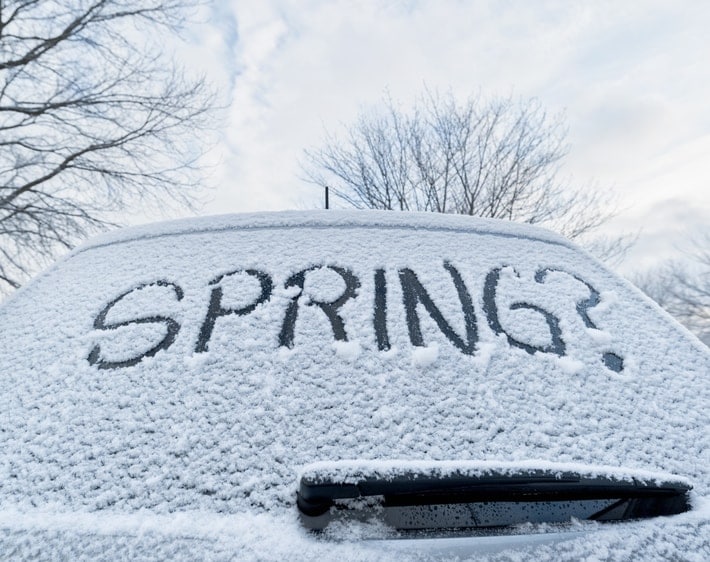 在雪写的春天在汽车