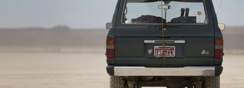 Truck driving through the desert